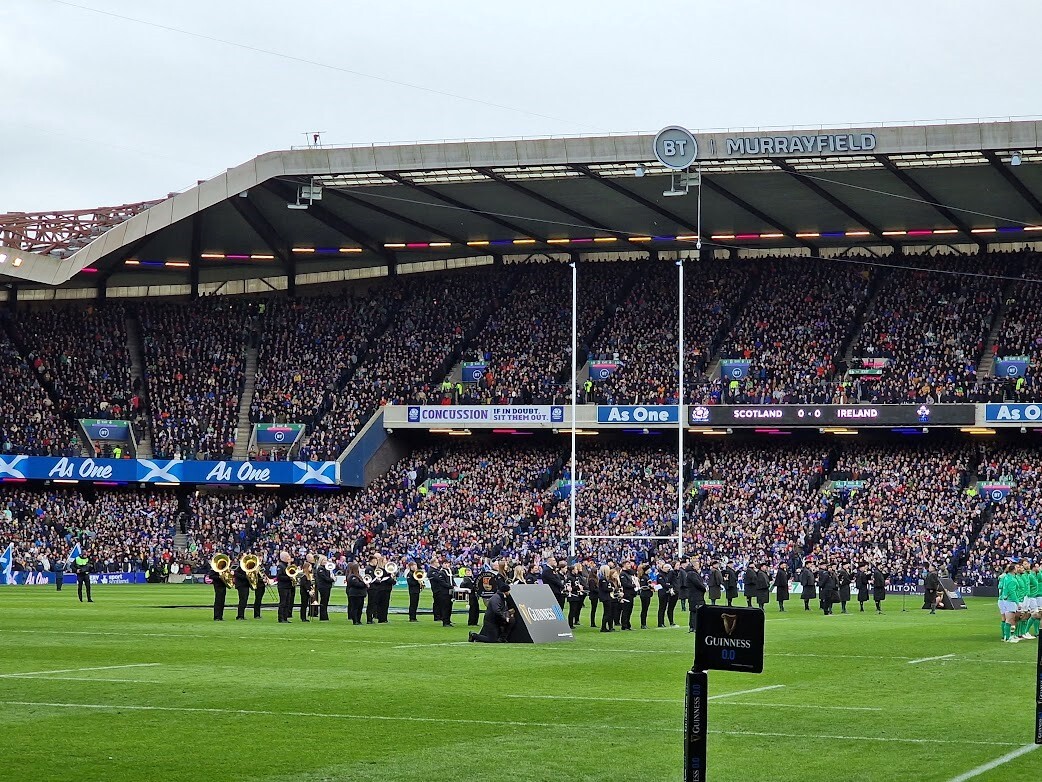 Brass band rouses rugby fans