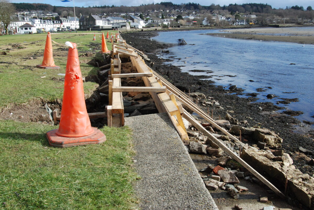 Front green sea wall repairs under way