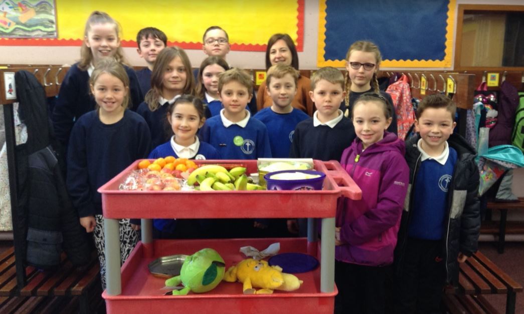 Pupils enjoy fresh fruit on 'Wellbeing Wednesdays'