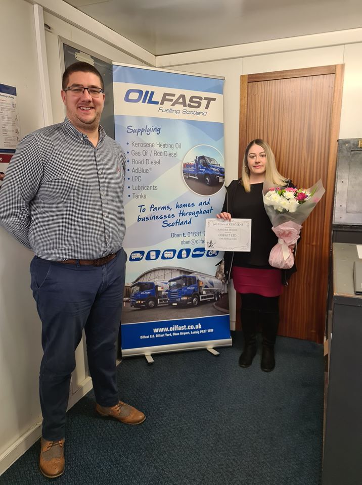 Oilfast rewards Oban's local hero with 500L of heating oil