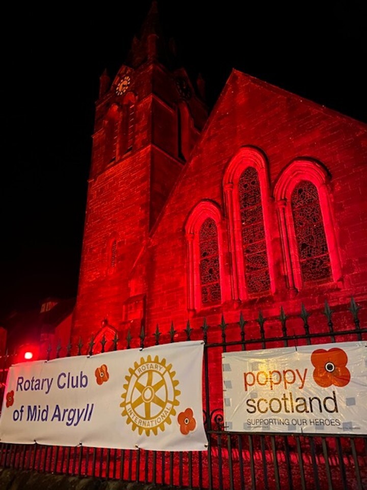 Parish church lit up in remembrance