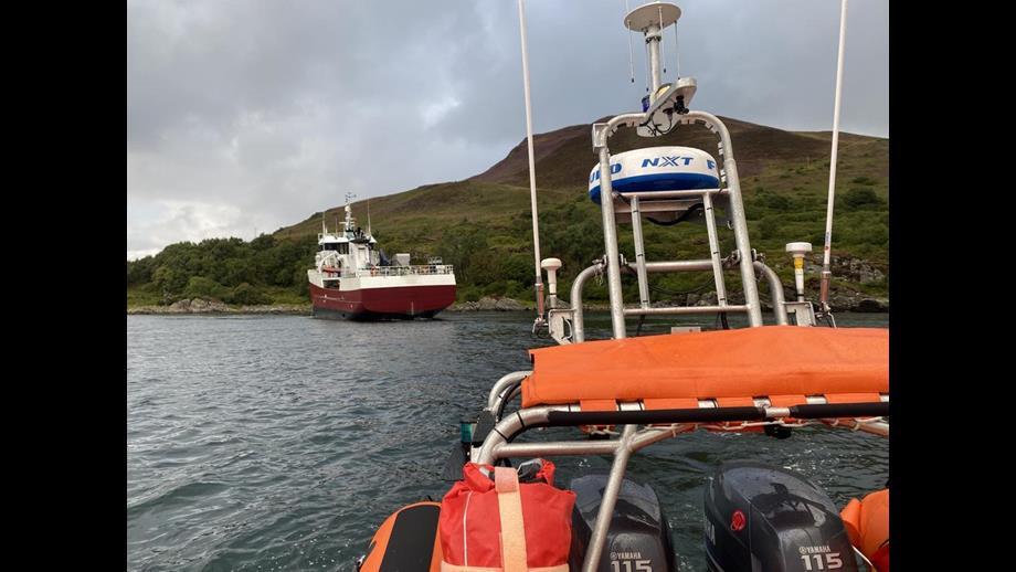 RNLI crews respond after 40 metre vessel runs aground