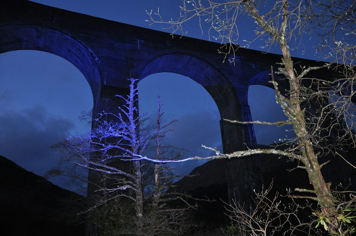 Harry Potter bridge turns blue in night-time salute to NHS staff