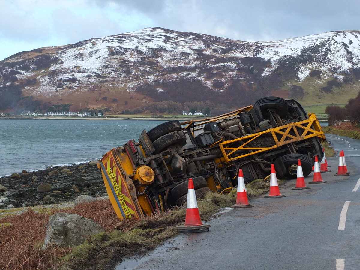 Snowlaf the road gritter falls victim to black ice