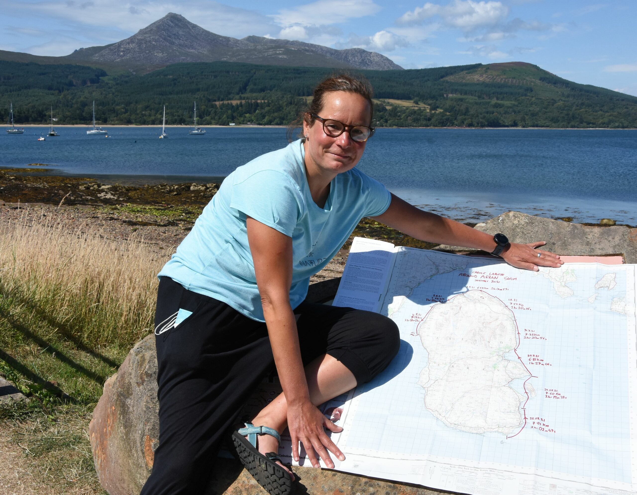 Carole completes epic round Arran swim