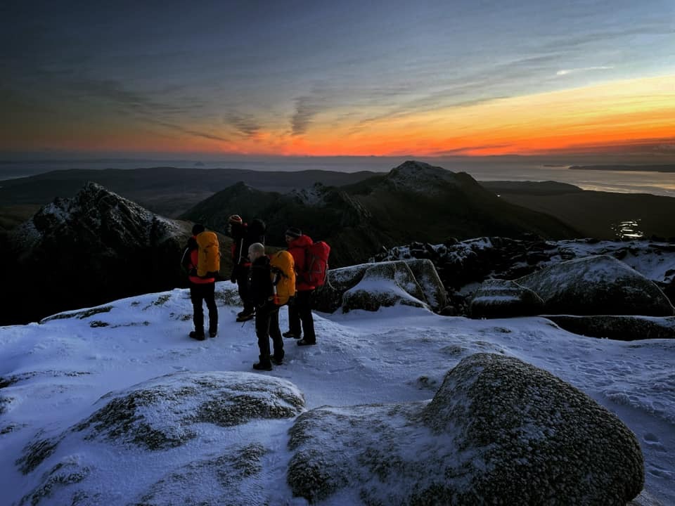 Mountain rescue team enjoy winter training in sunshine