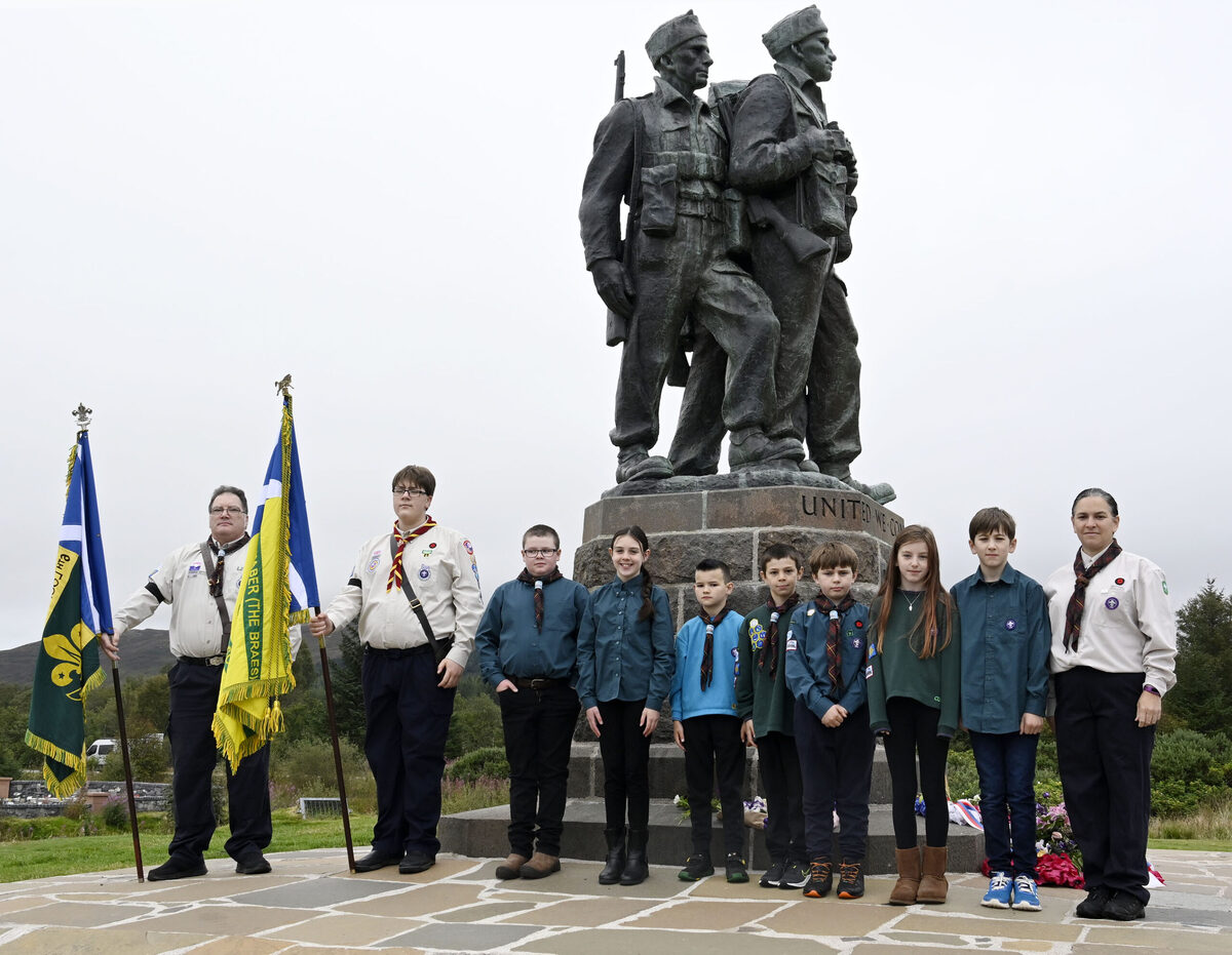 Scouts pay tribute to HM Queen Elizabeth II at the Commando Memorial