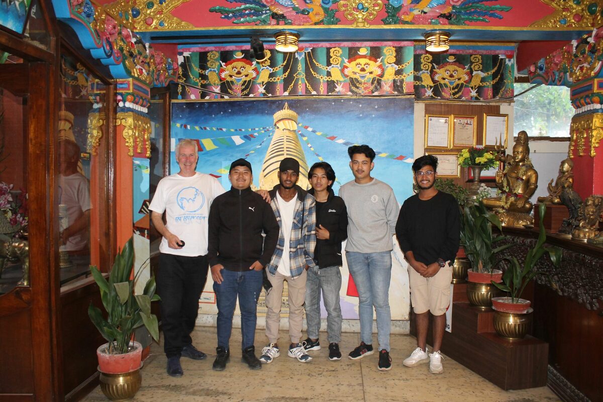 Gordon Davidson reunited with some of those he had worked with on art projects in Nepal over the years.