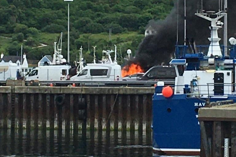 Pier evacuated as firefighters tackle car blaze