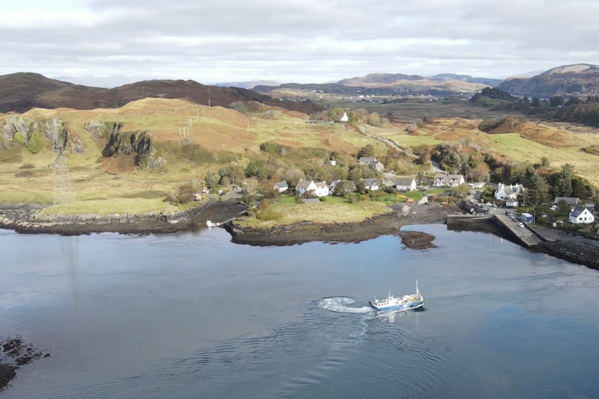 Cuan Ferry by drone. Photograph: Iain Cruickshanks