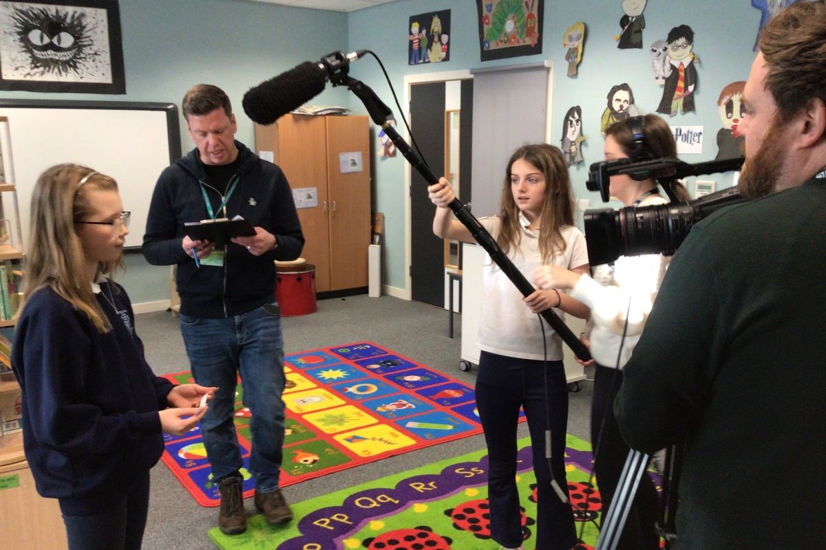 Learning all about film making with the BBC at Rockfield Primary School.