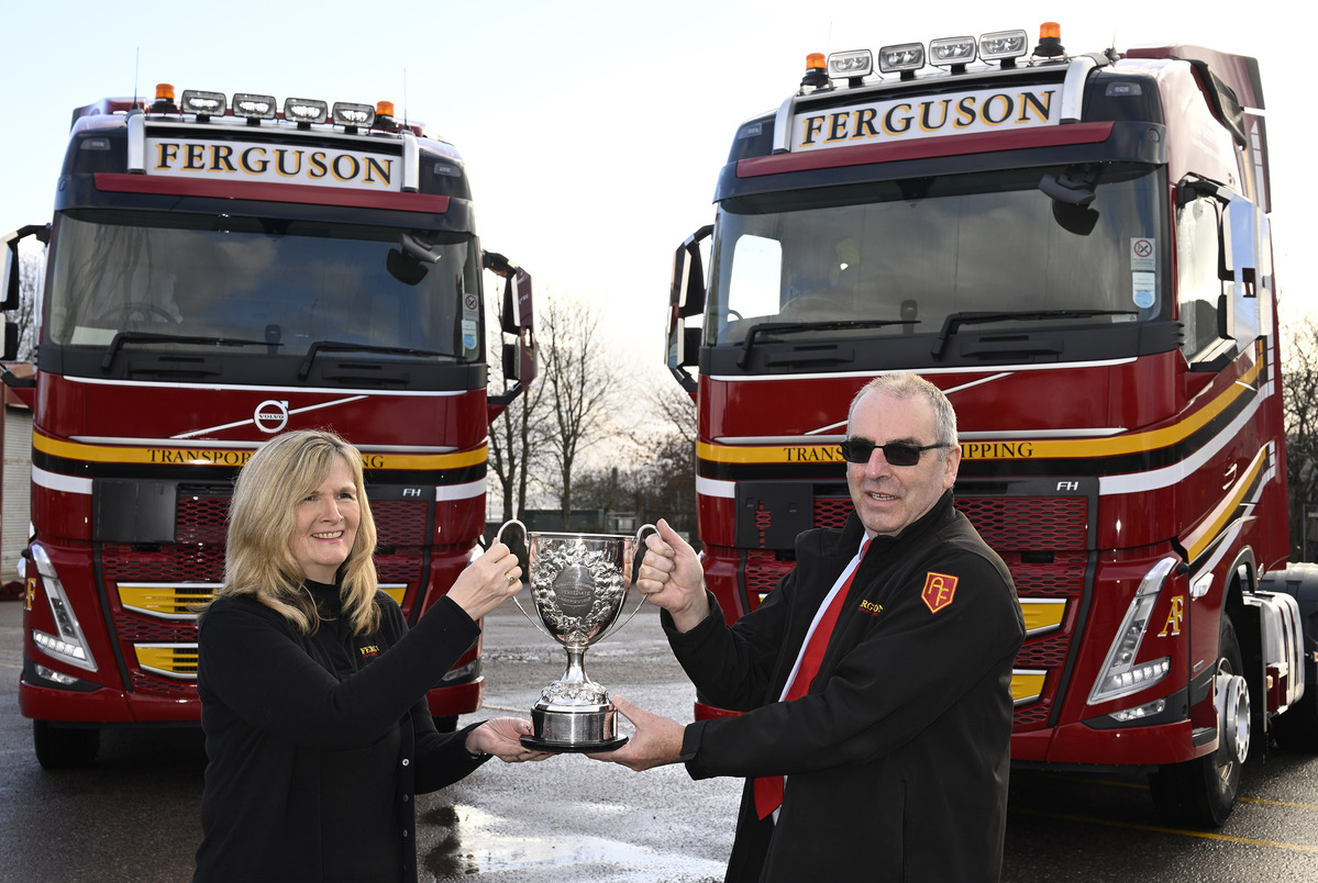 Michael Oliver and Jill Ferguson of Ferguson Transport and Shipping made the draw. Photograph: Iain Ferguson, alba.photos.