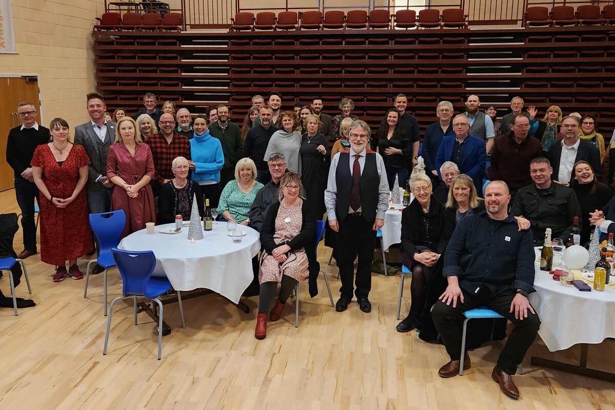 Christopher Millar Craig (centre) said a fond farewell to colleagues and friends at Ardnamurchan High School 3-18 campus.