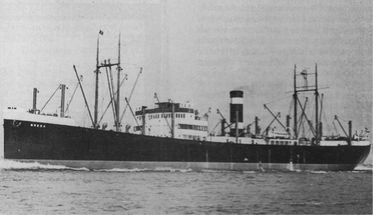 The Dutch merchant ship, SS Breda, which was sunk in Ardmucknish Bay, off Connel airport, by three German Heinkel 111 bombers