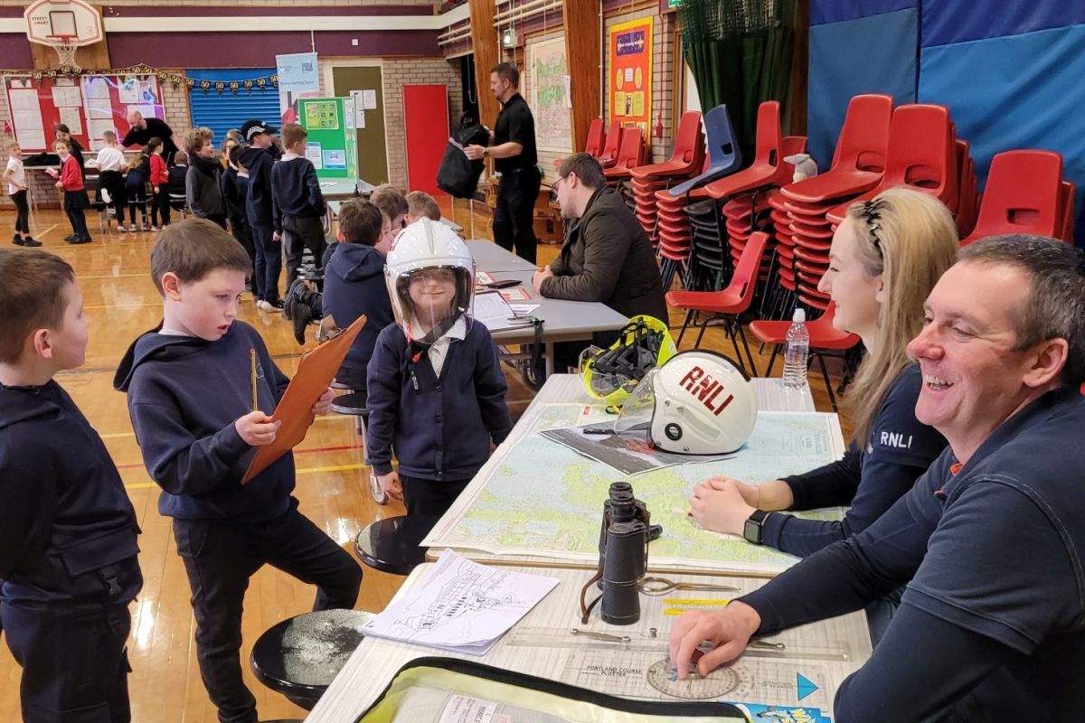 Park Primary pupils exploring the world of work with visitors from the RNLI. Photograph: Park Primary