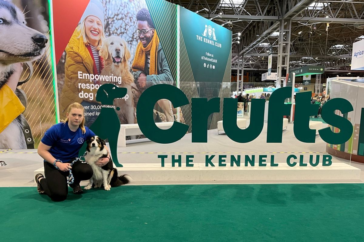 Rachel Carre at Crufts with Gem the Border Collie.