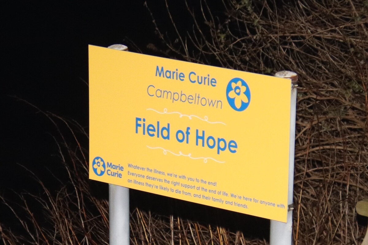 A new sign was unveiled at Campbeltown's Marie Curie Field of Hope.