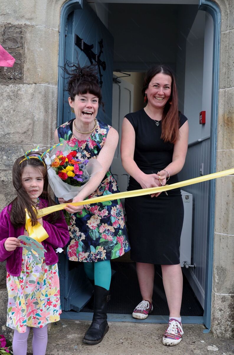 Cutting the ribbon at the Kerrera hub is Aideen Shields with her daughter Nancy Shields and one of the last pupils of the school Ann MacGregor. Photograph: Kevin McGlynn Cutting the ribbon at the Kerrera hub is Aideen Shields with her daughter Nancy Shields and one of the last pupils of the school Ann MacGregor. Photograph: Kevin McGlynn