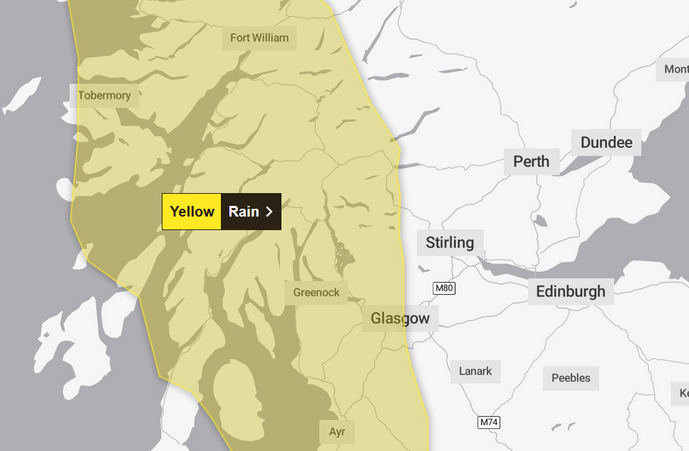 Met Office weather warning for Argyll is extended