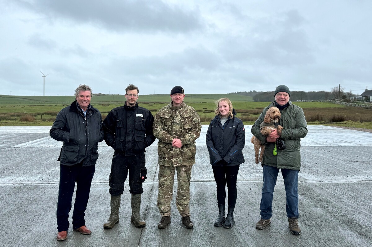 Robert Bertram, chief executive of the HELP Appeal; Colin Campbell, Marine Contracts; Staff Sergeant Curtis Noble, 39 Engineer Regiment; Jane Millar, Isle of Gigha Heritage Trust; and Simon Jones, aviation technical expert.