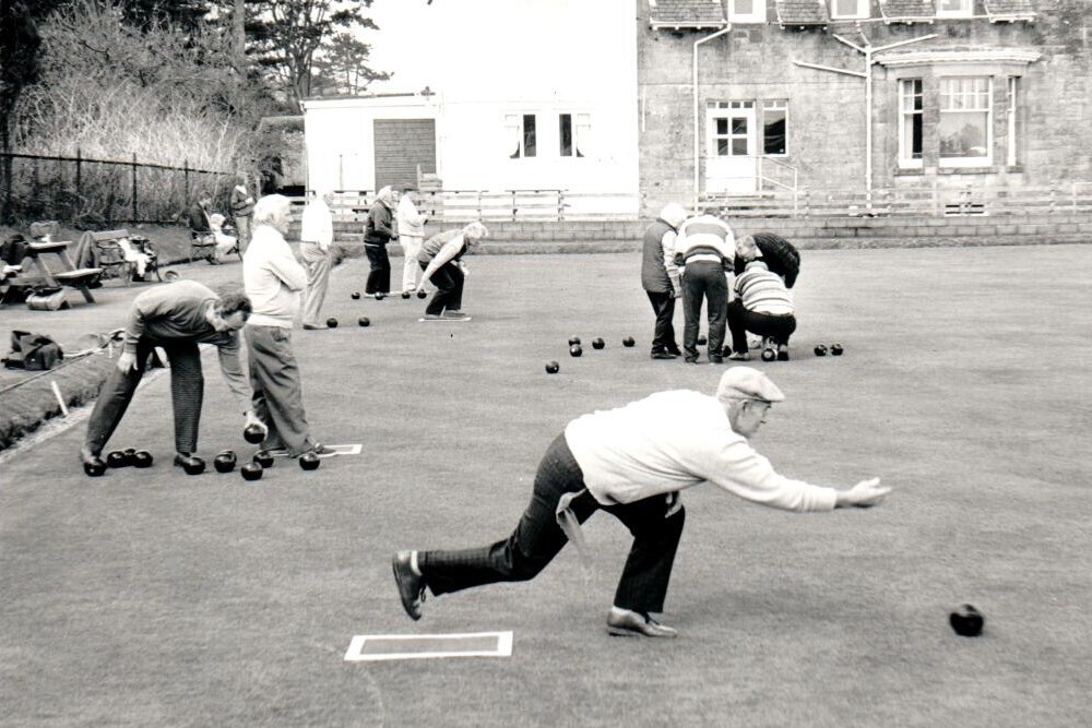 Neil Pringle launches the ball at the first match of the season at Whiting Bay Bowling Club.