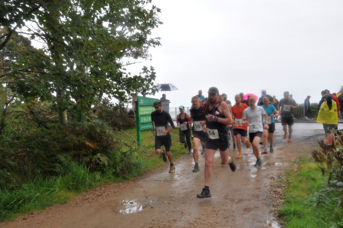 Participants set off on last year’s Whiting Bay Forest Trail race organised by Arran Runners.