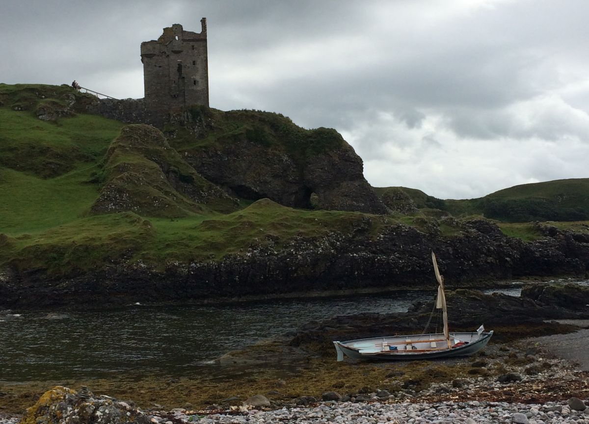 Gylen Castle on Kerrera with a skiff below. Photograph: Ewan Kennedy