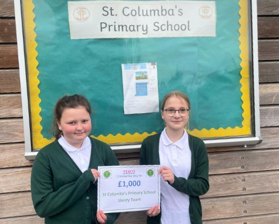 St Columba Primary School is celebrating £1,000 towards its clubs from Tesco's Blue Token Appeal.