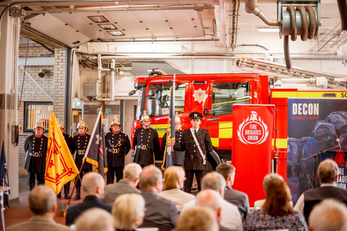 Unveiled at Inverness fire station, the plaque marks the tragic fire at Aberchalder Lodge, Invergarry, May 21, 1981. Roderick MacLeod, from the Isle of Lewis, was serving in Inverness when his watch was called to a large fire in the lodge.