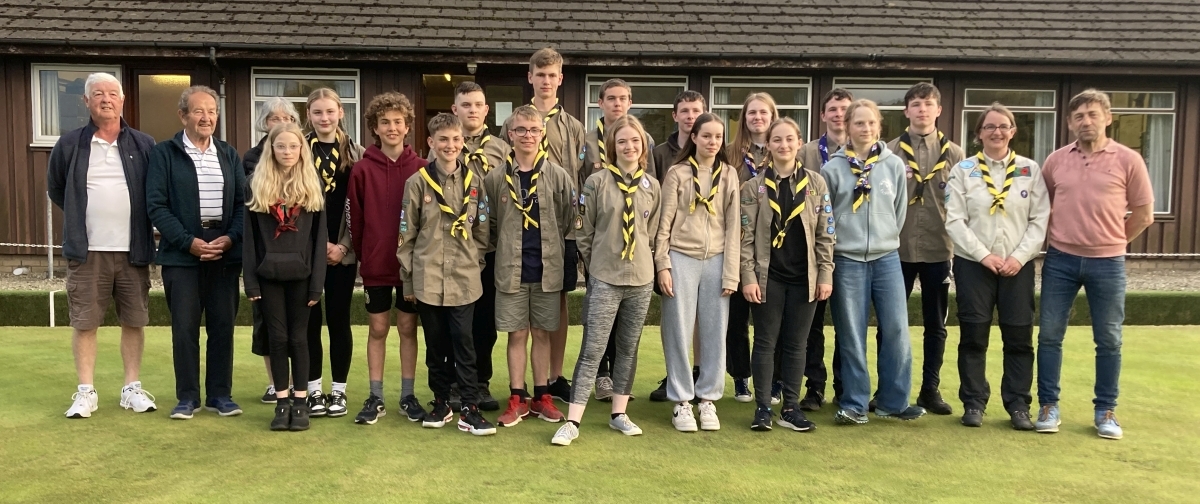 19th Argyll Explorer Scouts with Ardrishaig Bowling Club members. Photograph: Joan Crooks