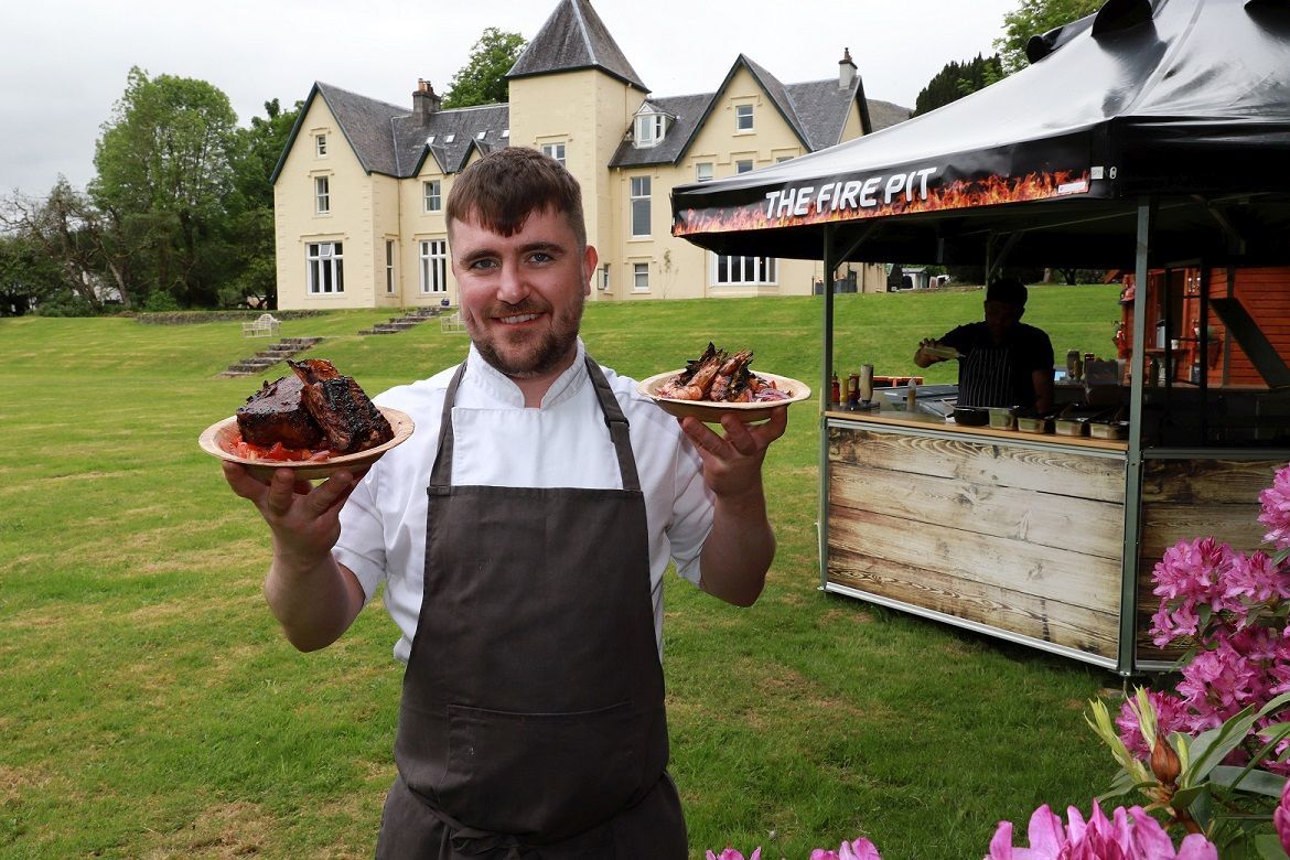 Michael O'Connor at Glenfinnan House Hotel's new food stall, set in the grounds of the hotel. Photograph: Glenfinnan House Hotel. Michael O'Connor at Glenfinnan House Hotel's new food stall, set in the grounds of the hotel. Photograph: Glenfinnan House Hotel.