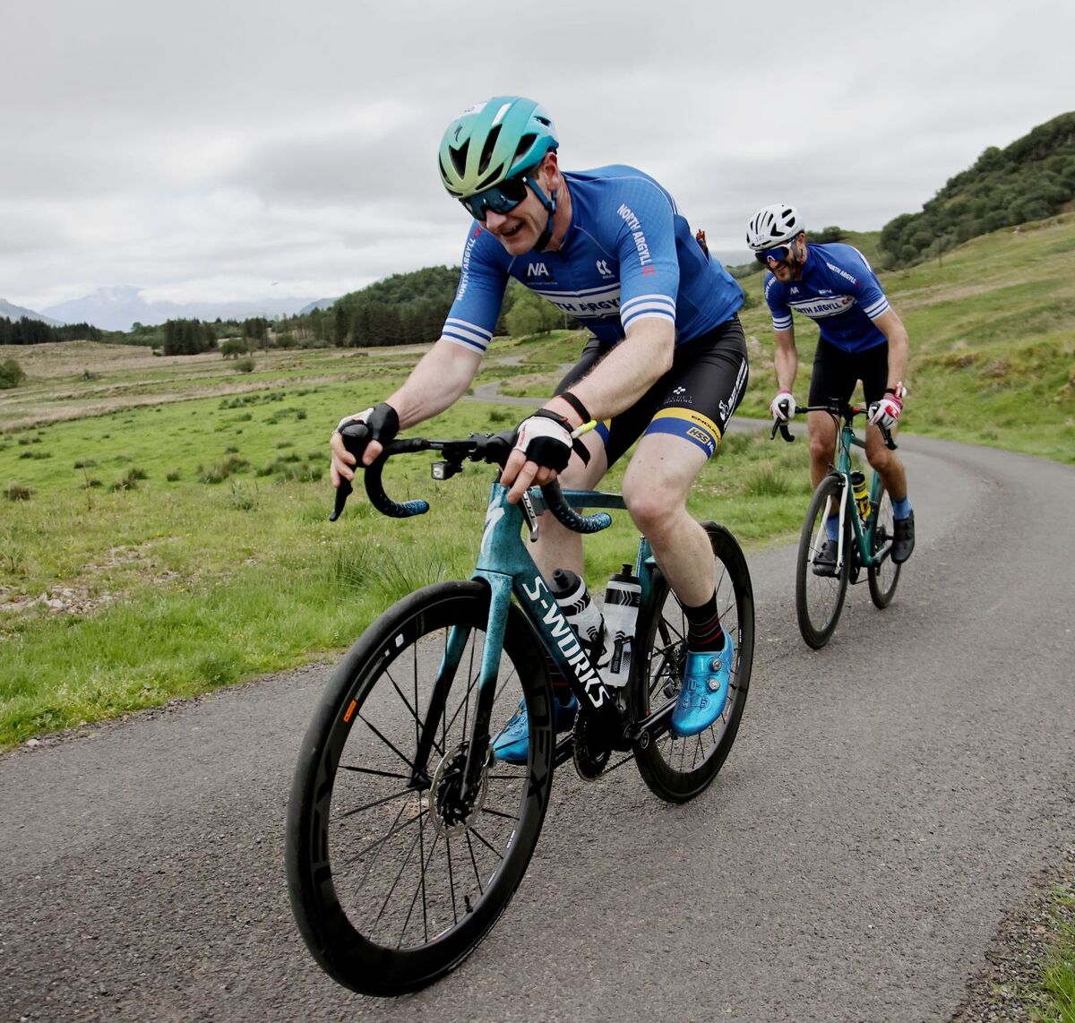 Ewen MacGillivray, Barcaldine, front, and Michael Bossard, Oban, two local riders first home in the short course burning up the miles in Glen Lonan. Photograph: Kevin McGlynn. Ewen MacGillivray, Barcaldine, front, and Michael Bossard, Oban, two local riders first home in the short course burning up the miles in Glen Lonan. Photograph: Kevin McGlynn.