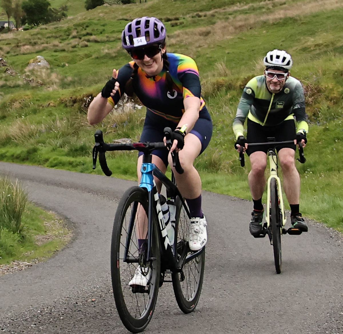 Shona Campbell, Oban, manages to raise a thumbs up and a smile in Glen Lonan Photograph: Kevin McGlynn. Shona Campbell, Oban, manages to raise a thumbs up and a smile in Glen Lonan Photograph: Kevin McGlynn.