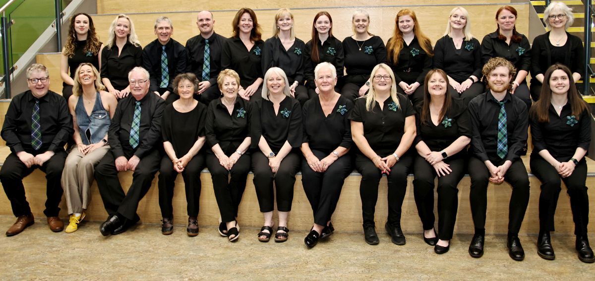 Barra Gaelic Choir at Oban Mòd where they tied in first place for the choir competition with Oban Gaelic Choir. Photograph: Kevin McGlynn.