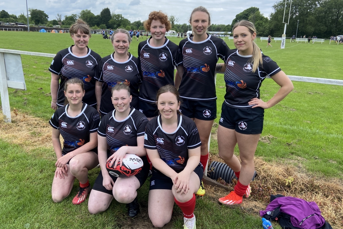 The combined talents of Mid Argyll and Mull women’s rugby teams at Saturday’s Scotland Inter-Island 10s Tournament. Photograph: Fiona Ross