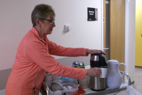 Argyll and Bute HSCP ward volunteer Barbara, whose role includes managing the tea and coffee rounds and patient companionship.