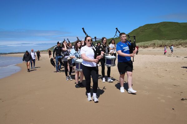 Kintyre Schools pipers step out on sponsored march