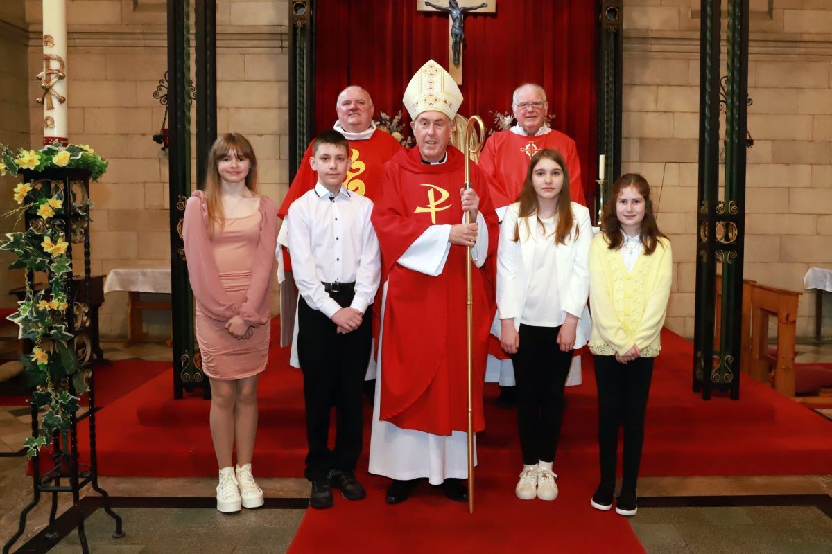 Pupils of St Columba's R.C. Primary School and Bun-Sgoil-Ghaidhlig Loch Aber were confirmed in St Mary's Church Fort William. Photograph: Anthony MacMillan Photography.