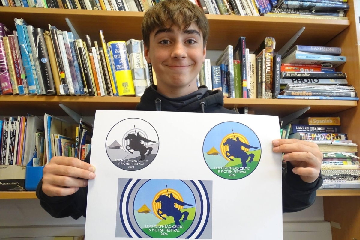 Jamie Wither with his winning logo for the Lochgilphead Celtic and Pictish Festival.