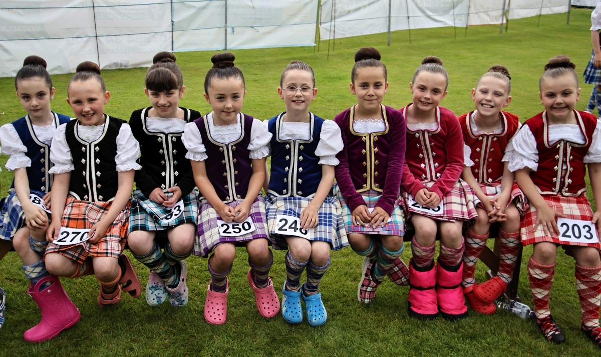 Young dancers waiting to take their turn on the Highland dancing stage at Inveraray games. Photograph: Kevin McGlynn