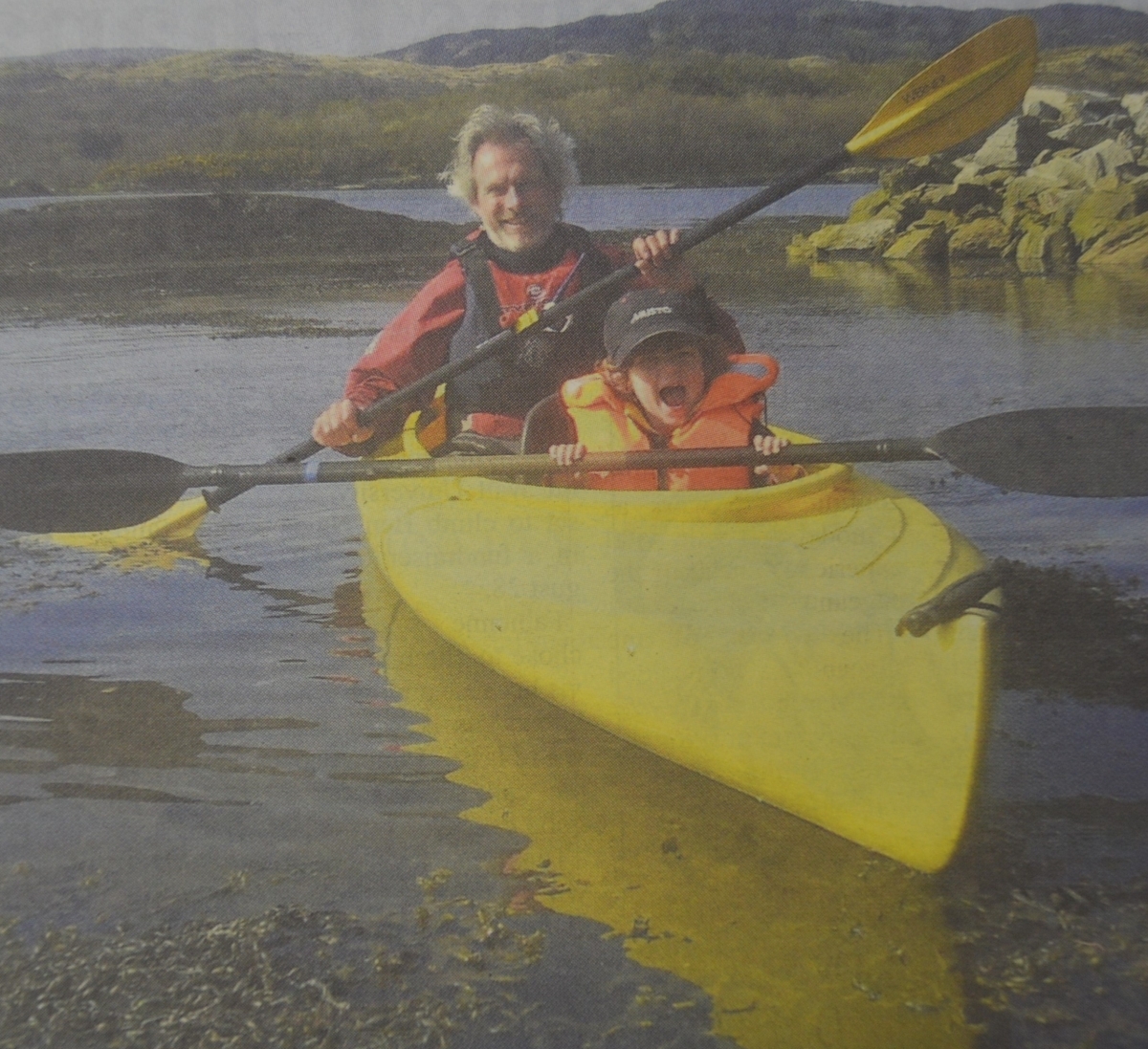 2014: Kayaker Dave McBride, who accepted the baton in Tarbert.