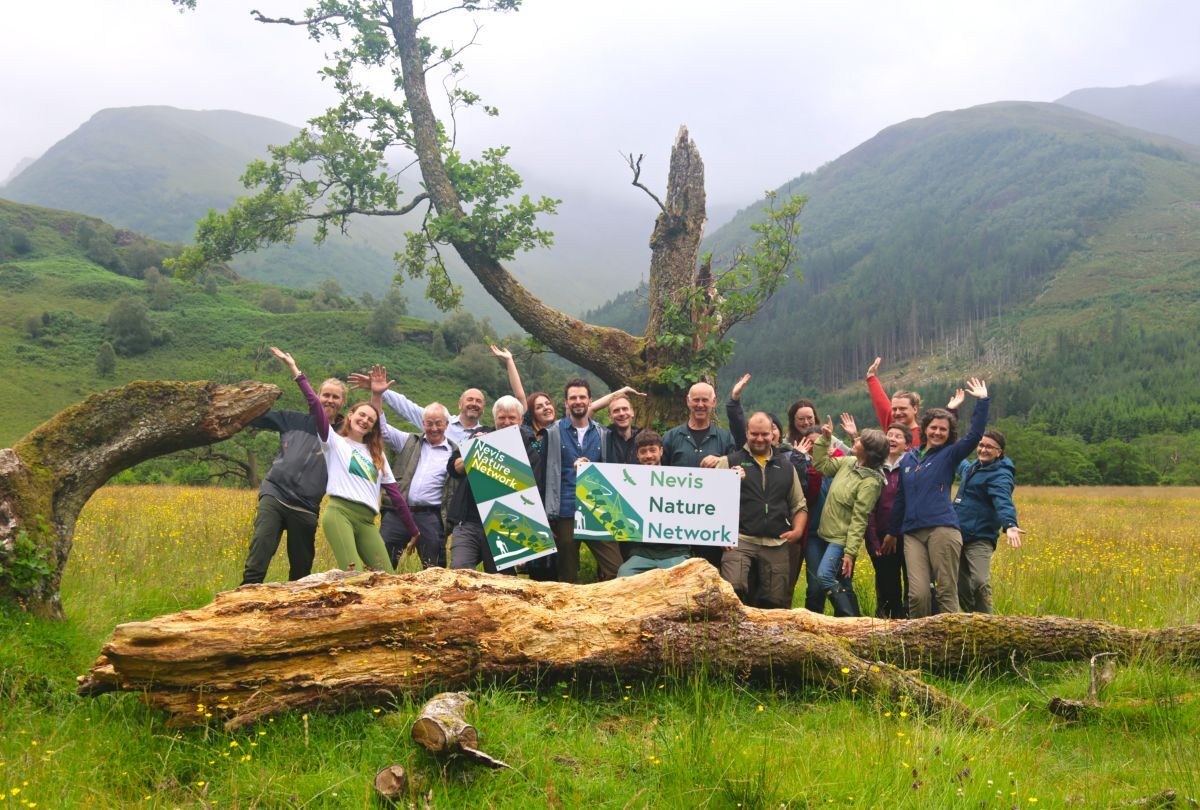 Community members celebrate the Nevis Nature Network launch. Photograph:  Ellie Moore, Nevis Landscape Partnership