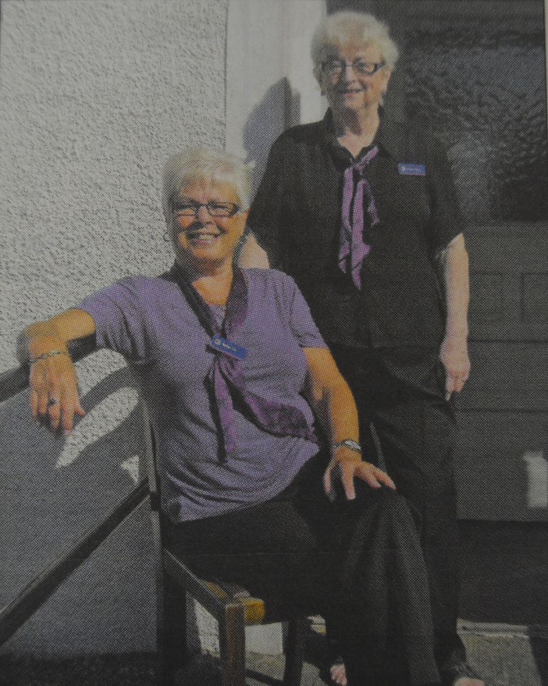 2014: Barbara Carr and Marjorie Fraser were the two staff who presided over the RBS in Carradale’s last hour of business.