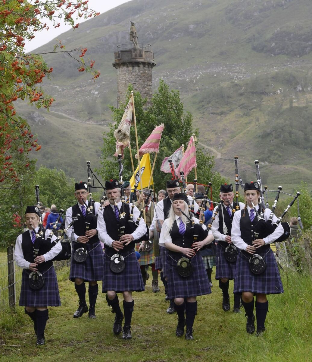 Lochaber Pipe Band at Glenfinnan Monument, one of the sites featured on available online records from National Records of Scotland.  Photograph: Iain Ferguson, alba.photos