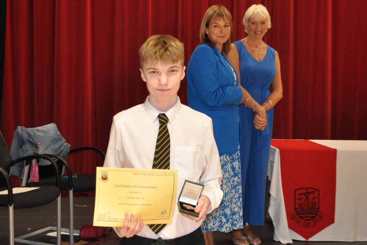 Arran High School’s Dux 2024: Stanley Hale is awarded the top award for academic excellence. 