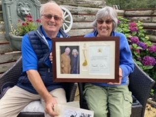 Sheila and Frank Duffy with their framed certificate of King Charles's congratulations sent from Buckingham Palace. Sheila and Frank Duffy with their framed certificate of King Charles's congratulations sent from Buckingham Palace.