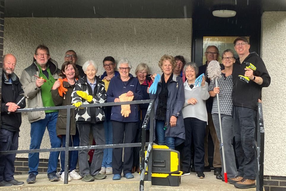 Helpers turned out in force to ready Furnace Medical Centre for opening. Photograph: Mark Boston