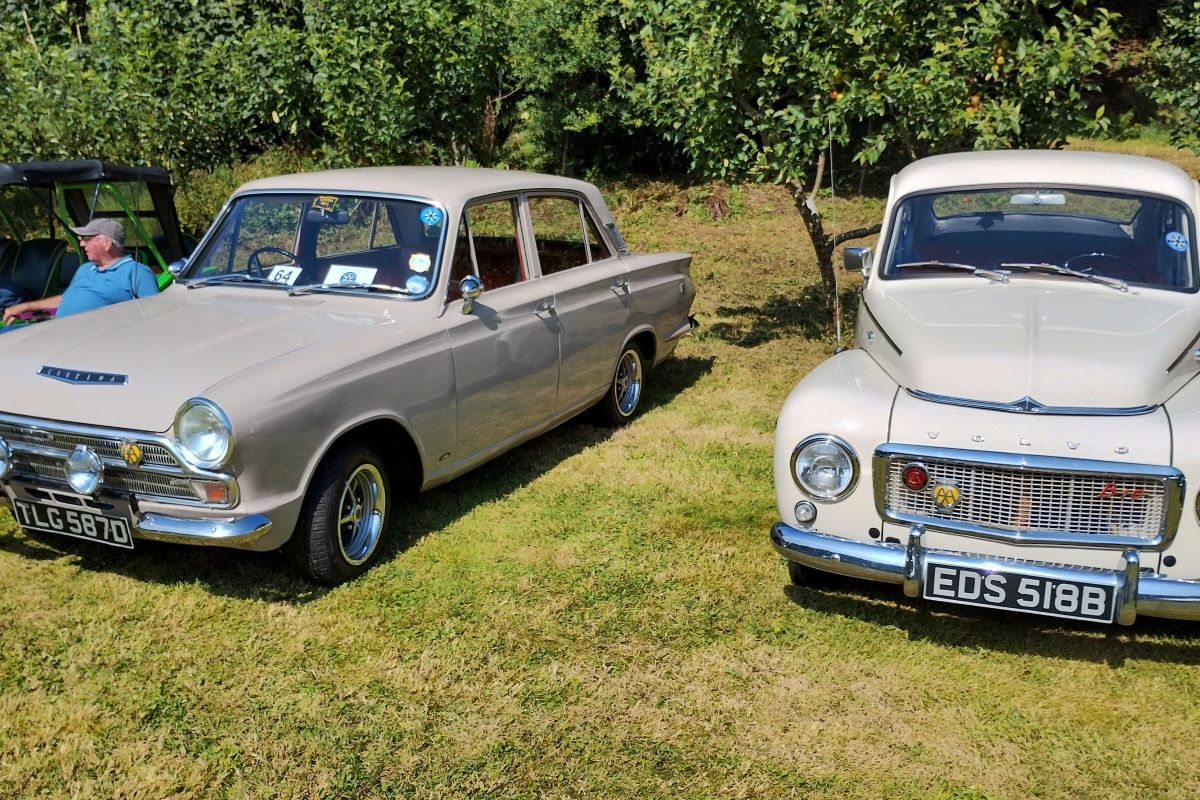 A 1966 Ford Cortina Mk 1 and a 1964 Volvo PV 1800 were among the exhibits.