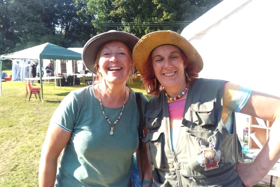 Liz Ness, creator of beautiful and intricate spoons, and Smallholders organiser Lori Silvan.