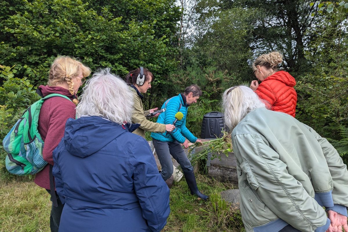 Marian Austin is interviewed while conducting a composting class for Lochaber Environmental Group (LEG).